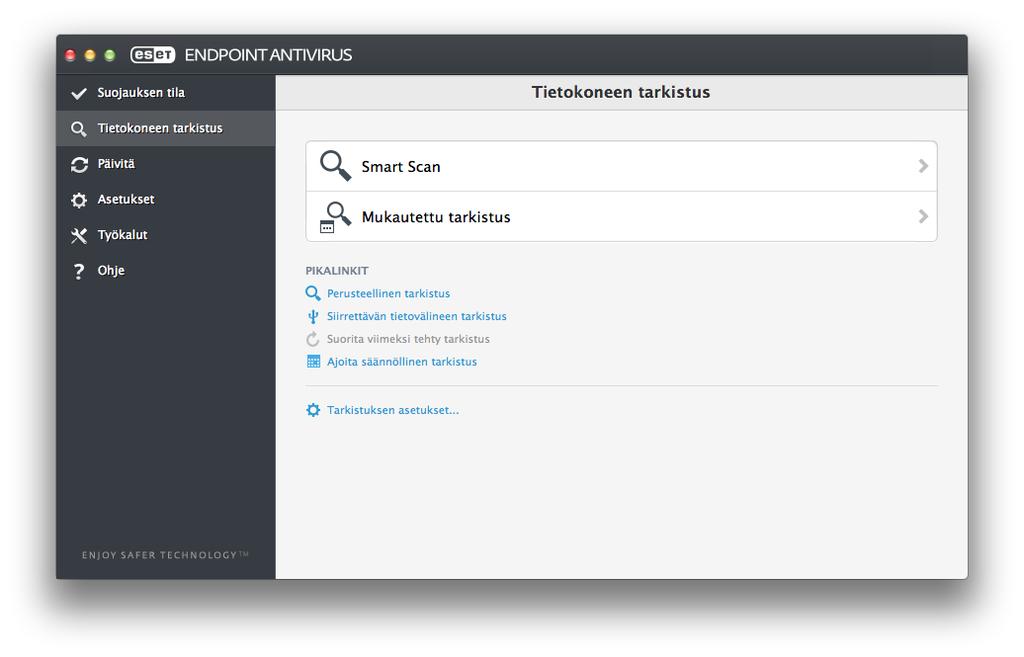 Kun ESET Endpoint Antivirus on asennettu, kaikki asetukset optimoidaan siten, että ne suojaavat käyttäjien järjestelmiä parhaalla mahdollisella tavalla.