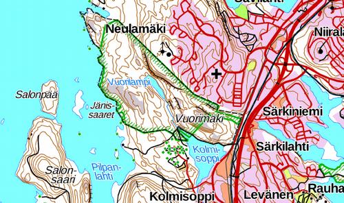 32 7.7 Vuorilampi, Kuopio (540165) Pinta-ala: 277 ha Neulamäen jyrkänteen alla sijaitseva Vuorilampi on Kuopiolaisten suosima retkeilyalue.