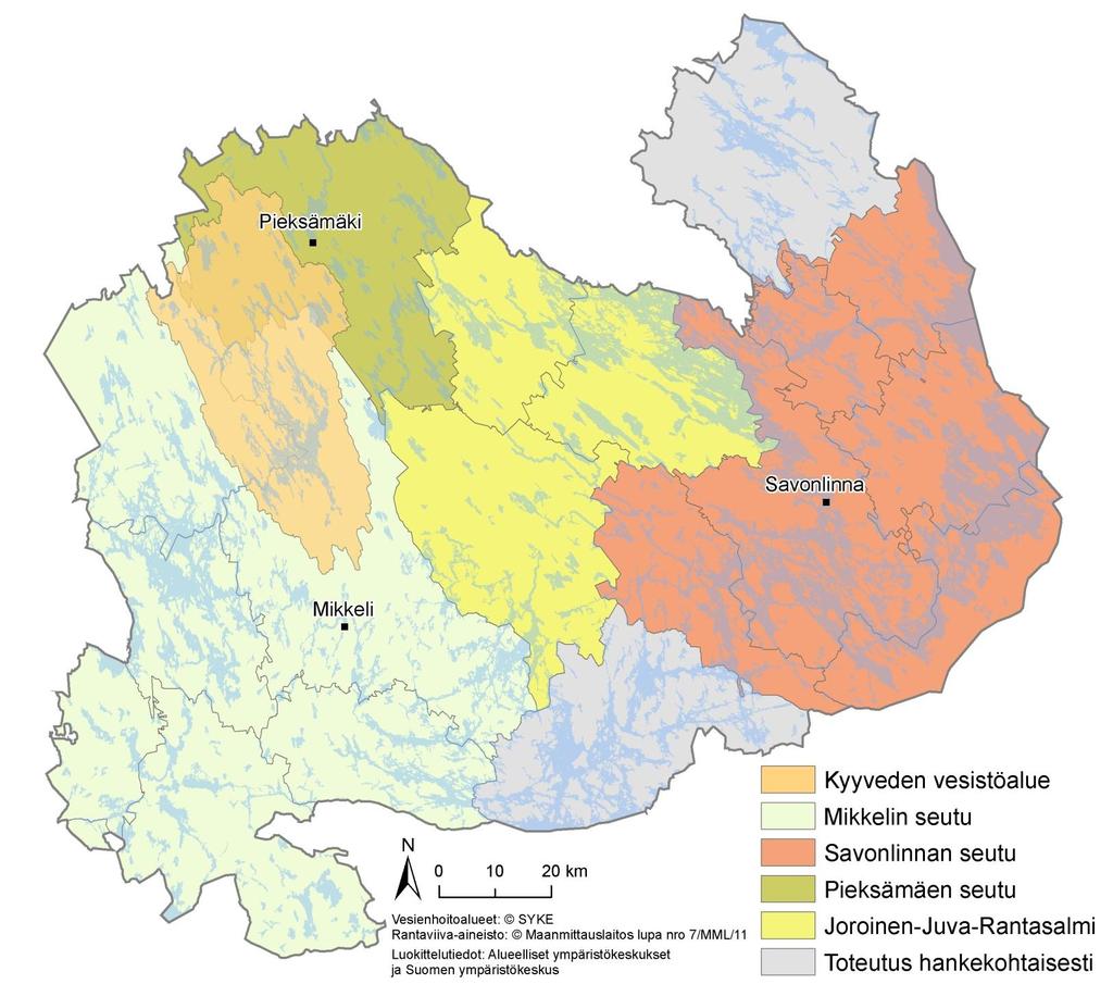 Toimintaryhmien toiminta-alueet Kyyveden alue Pieksämäen