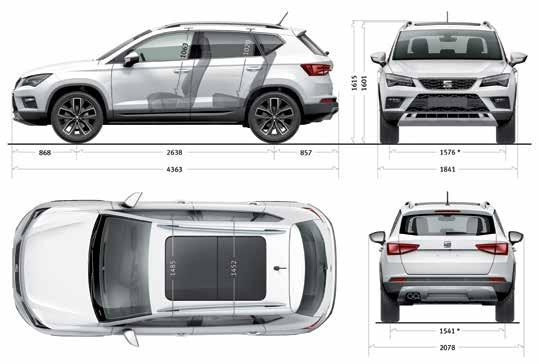 TEKNISET TIEDOT Ulkomitat Mitat koskevat etuvetoista 2DRIVE-mallia. Moottorivaihtoehdot BENSIINI Reference Style Xcellence 1.0 TSI 115 hv (85 kw) Start/Stop ECOMOTIVE 1.