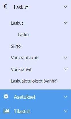 Muutetut vuokrat tallennetaan vuokrahistoriaksi Laskut: Monipuolisin ehdoin valitulle vuokrasopimusjoukolle voidaan laskea vuokrat yhdellä Vuokratavoitteet-ohjelman avulla.