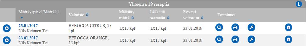 6.2.6. Potilasohje Voit tulostaa potilasohjeen reseptilistauksen toiminnoista -kuvakkeella. Potilasohjetta ei tarvitse antaa, jos potilas ei ole vastaanotollasi.