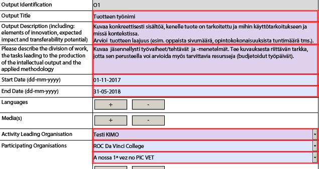 3. Intellectual Outputs Täytä ensin G.1.