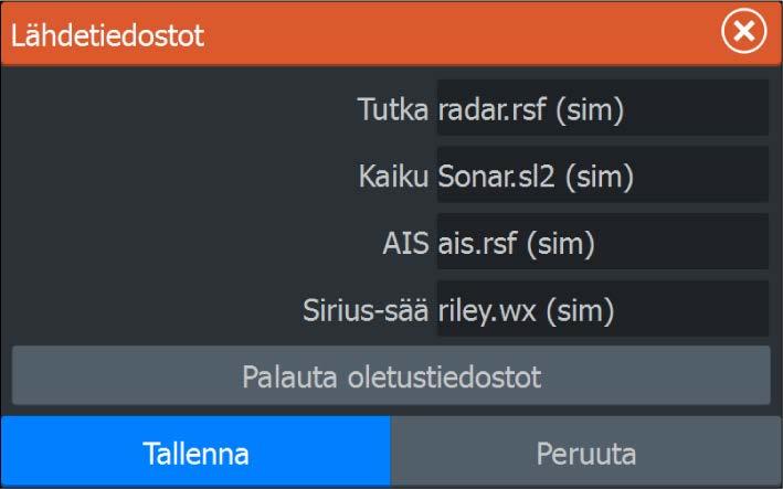 Simulaattorin lisäasetukset Simulaattorin lisäasetuksilla simulaattoria pystytään ohjaamaan manuaalisesti.