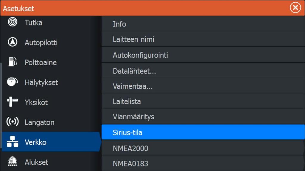 20 SiriusXM-sää Kun olet yhteydessä Navico-säämoduuliin, voit tilata ja sisällyttää Sirius-ääni- ja Sirius Marine Weather Service -palvelut järjestelmään (vain Pohjois-Amerikka).