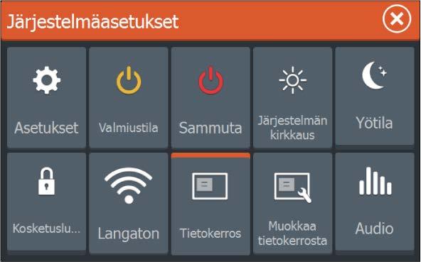 2 Peruskäyttö System Controls (Järjestelmänhallinta) - valintaikkuna System Controls (Järjestelmänhallinta) -valintaikkunasta pääsee muokkaamaan kaikkia perusjärjestelmäasetuksia.