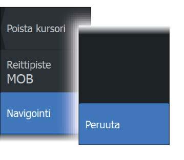 näyttöön vaihtuu zoomattu karttapaneeli, joka on keskitetty aluksen sijainnin mukaan järjestelmä näyttää navigointiohjeet, joilla päästään takaisin MOBreittipisteeseen.