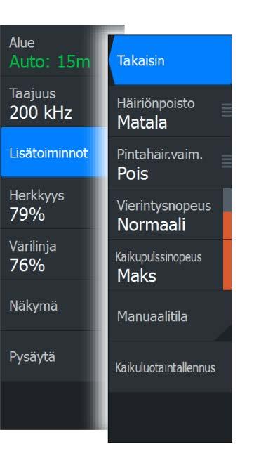 Lähde Valitsemalla voit määrittää kuvan lähteen valitussa paneelissa. Voit näyttää samanaikaisesti kaksi eri lähdettä käyttämällä jaettua paneelia. Kunkin paneelin valikon ohjaimet ovat erillisiä.