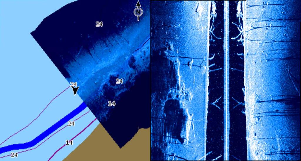 10 StructureMap StructureMap-toiminnolla StructureScan-lähteestä saatuja SideScankuvia lisätään kartan päälle.