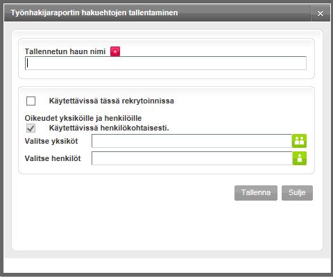 heistä. Hakijoihin voidaan myös tehdä samoja toimenpiteitä, kuin hakijalistalla. Lisäksi lopputulosnäkymästä voidaan siirtyä hakijan CV-tietoihin tuplaklikkaamalla hakijan nimeä.