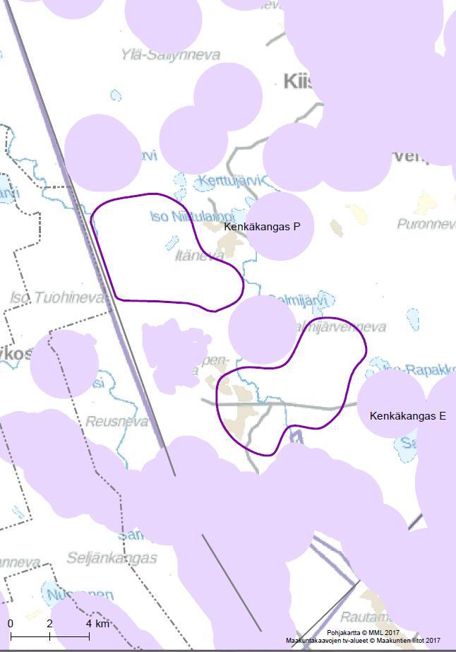 114 Kartta 3. Puskurianalyysin tulokset. Tarkasteltava tuulivoima-alue Pohjois-Pohjanmaan 1.