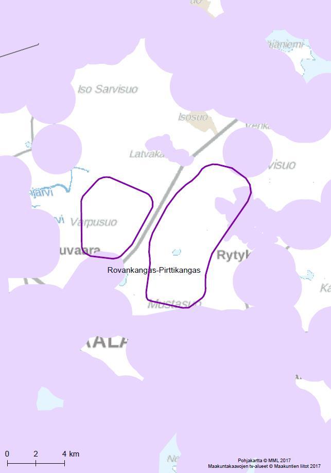 156 Kartta 3. Puskurianalyysin tulokset. Tarkasteltava tuulivoima-alue Pohjois-Pohjanmaan 1.