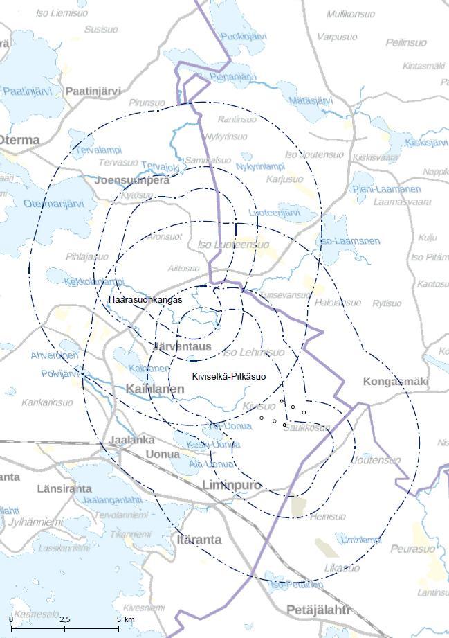 161 Kartta 2. Tarkasteltavat tuulivoima-alueet ja muut lähialueen olemassa olevat /suunnitellut tuulivoima-alueet Pohjois-Pohjanmaan 1.