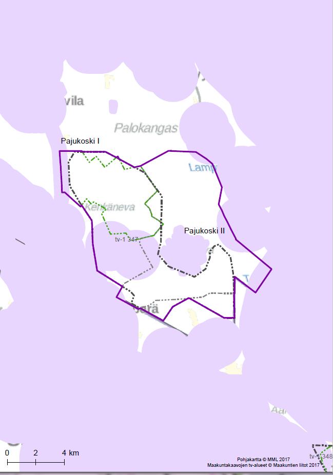 176 Kartta 3. Puskurianalyysin tulokset. Tarkasteltava tuulivoima-alue Pohjois-Pohjanmaan 1.