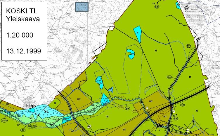 Hankkeiden sijainnit Kuva 5.3 Ote Kosken Tl kunnan yleiskaavasta, kaavakuvaan lisätty nykyisten broilerikasvattamoiden ja lihasikalan sijainnit (Koski Tl, 20