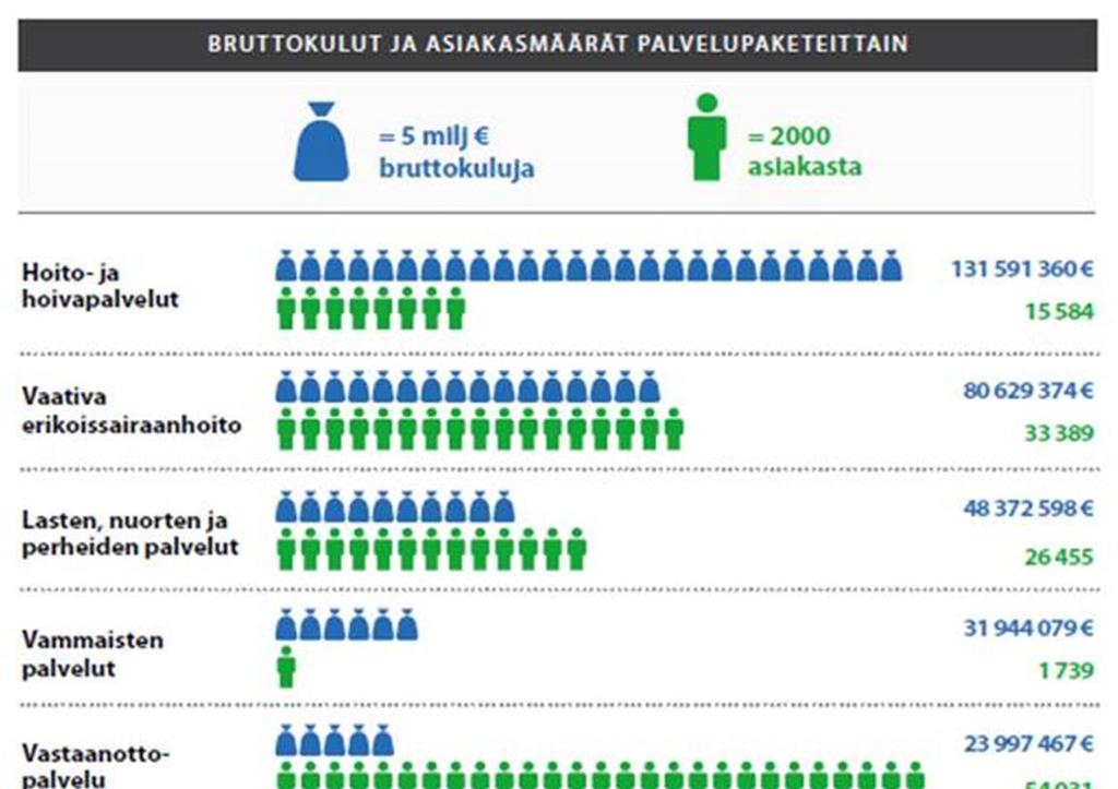 Bruttokulut ja asiakasmäärät