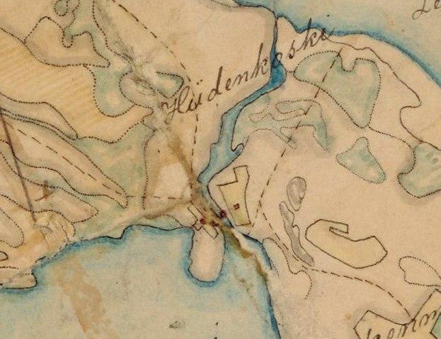 9 Kartta 6. Ote pitäjänkartasta Geograf kartta öfver en del af Korpisalmi Samfällighet i Sotkamo socken Kajaani Härad, Uleåborgs län, C.R. Masalin 1847.