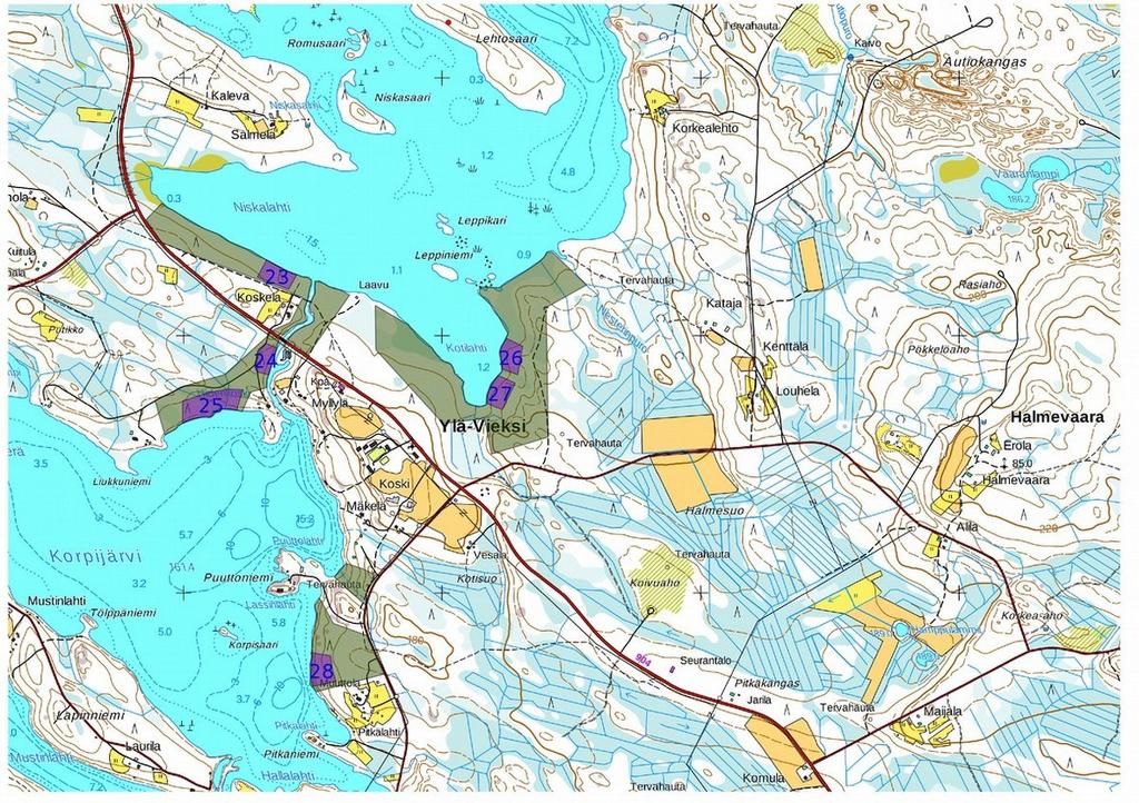 2 2. Inventoinnin lähtökohdat ja menetelmät Ranta-asemakaavan laajennus sijaitsee Yli-Vieksin kylässä Korpijärven pohjoisrannalla ja Kuivajärven etelärannalla Kuhmon keskustasta 30 32 km luoteeseen,