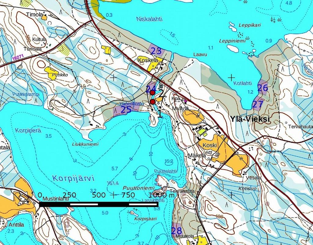 7 3.2. Tulokset Inventoinnissa löytyi kaksi muinaisjäännöskohdetta, Hiidenkoski 1 myllyn paikka ja Hiidenkoski 2 myllynpaikka.