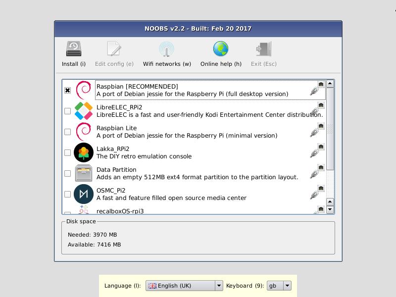 14 Kuva 3. NOOBS käyttöjärjestelmän valinta (Raspberry Pi Foundation 2017o). 3.2 Raspbian Raspbian on The Raspberry Pi Foundationin virallinen tuettu käyttöjärjestelmä Raspberry Pille.