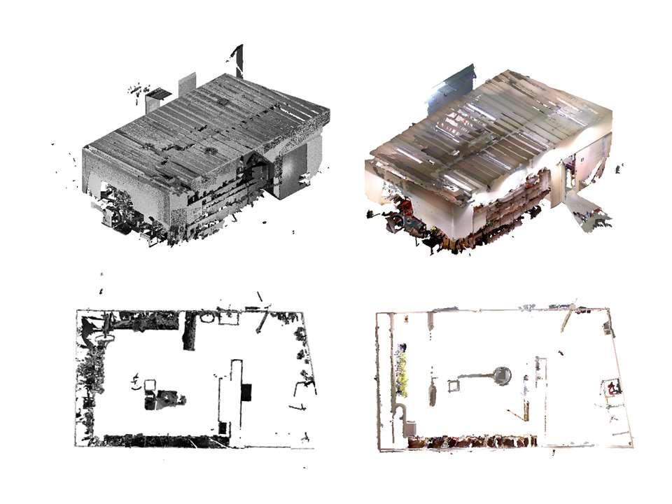 33 Kuva 19. Laserkeilaimella (vas.) ja DPI-8-skannerilla tuotetun pistepilven vertailua. Kuva: Autodesk Revit.