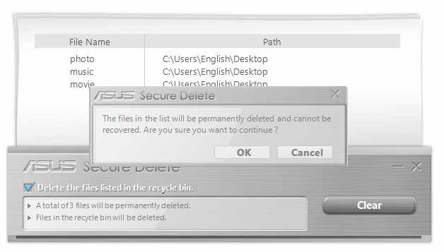 Valitse Delete the files listed in the recycle bin (Poista roskakorissa luetellut tiedostot)