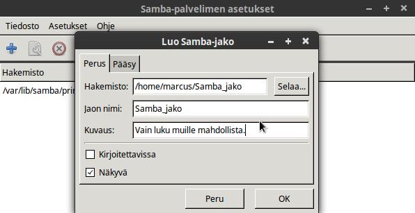 Sen jälkeen jaetaan haluttu kansio (tee uusi, jos ei ole olemassa).