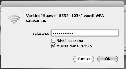Verkon nimi näkyy Mokkulan näytöllä.
