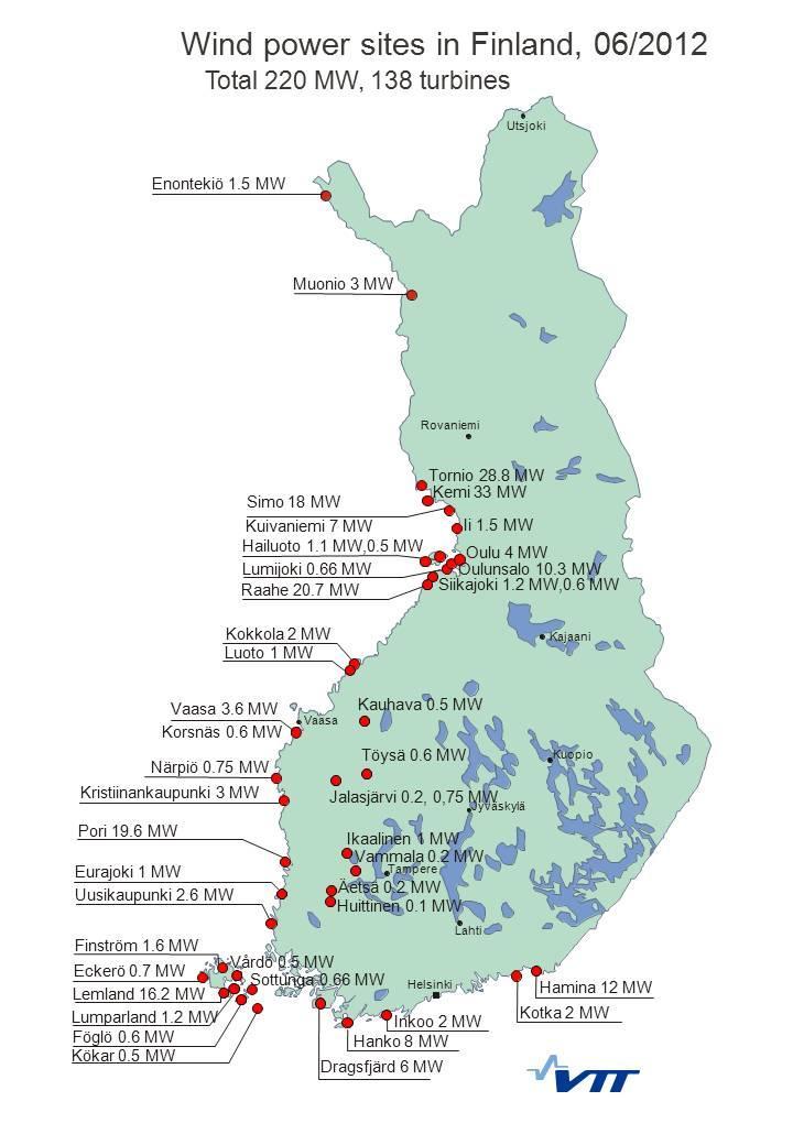 INSTALLOITU TUULIVOIMA- KAPASITEETTI SUOMESSA, 2015-1005 MW Syöttötariffi on otettu käyttöön Suomessa vuonna 2011.