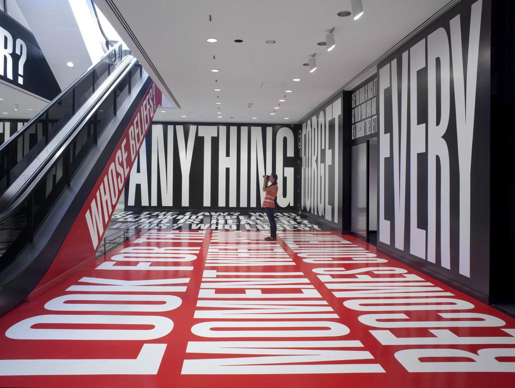 tehtävä: Typografian vuosikymmenet; Typografia 1960, 1970 ja 1980 -luvuilla Barbara Kruger: Belief + Doubt, 2016
