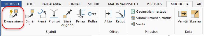 Piennenä zoomaamalla nähdäksesi origon tarkemmin. 3 Valitse Muodosta-välilehdeltä Dynaaminen.