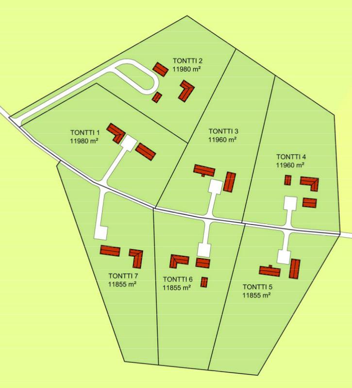 Haja-asutusalueen tontit MESILÄNTIE Mesiläntien tonttien, seitsemän (7) kpl, pinta-alat vaihtelevat 11 855-11 980 m².