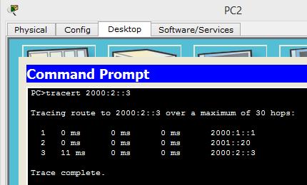 31 Kuva 4. Yhteyden testaus tracert-komennolla IPv6-verkossa. 6.2 Dual-Stack Myös Dual-Stackissa verkot yhdistettiin kahdella reitittimellä.