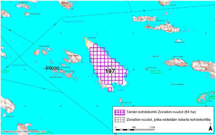 Inkoo, Zonation-aluetunnus 197 INKOO (197) Alue kattaa lähes kokonaan Stora Fagerön saaren, joka sijaitsee Inkoon satamasta hieman yli 5 kilometriä kaakkoon.