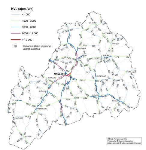 Muutoin suuri osa maanteistä on vähäliikenteisiä. Liikennemäärät ovat viime aikoina kasvaneet voimakkaasti Seinäjoen seudun ydinalueella, varsinkin valtateillä 18 ja 19 ja kantiellä 67.