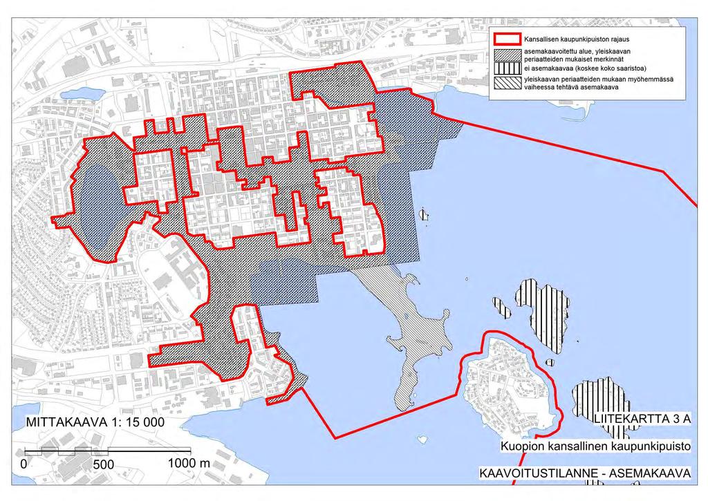 LIITEKARTTA 3 A ~ ~~ Kuf ion kansallinen kaupunkipuisto KAAVOITUSTILANNE-ASEMAKAAVA 1 1 1 Kansallisen kaupunkipuiston rajaus ~== asemakaavoitettu alue, yleiskaavan