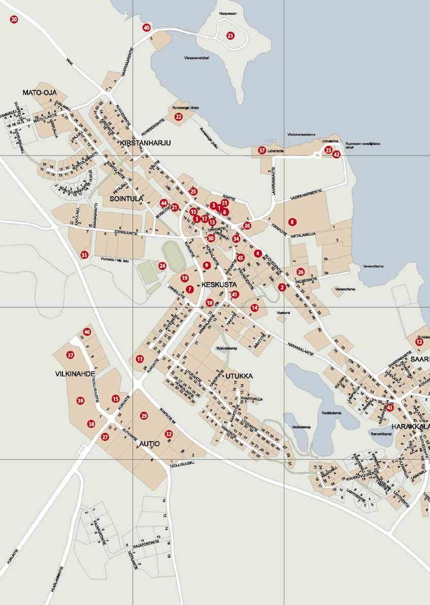 Väärinmaja Orivesi Jäminkipohja Murole C Murole Kuru, Pihlajalahti Keskustan palveluja Ruoveden kunnassa Terveyspalvelut 1. Apteekki...B2 2. Terveysasema...B2 Hotellit 3. Hotelli Liera...B2 4.