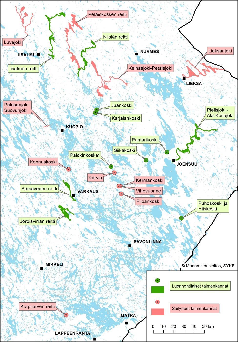 tia. Suuret jokireitit on padottu viimeisimpänä ja ne ovat olleet tunnettuja kalastuskohteita.