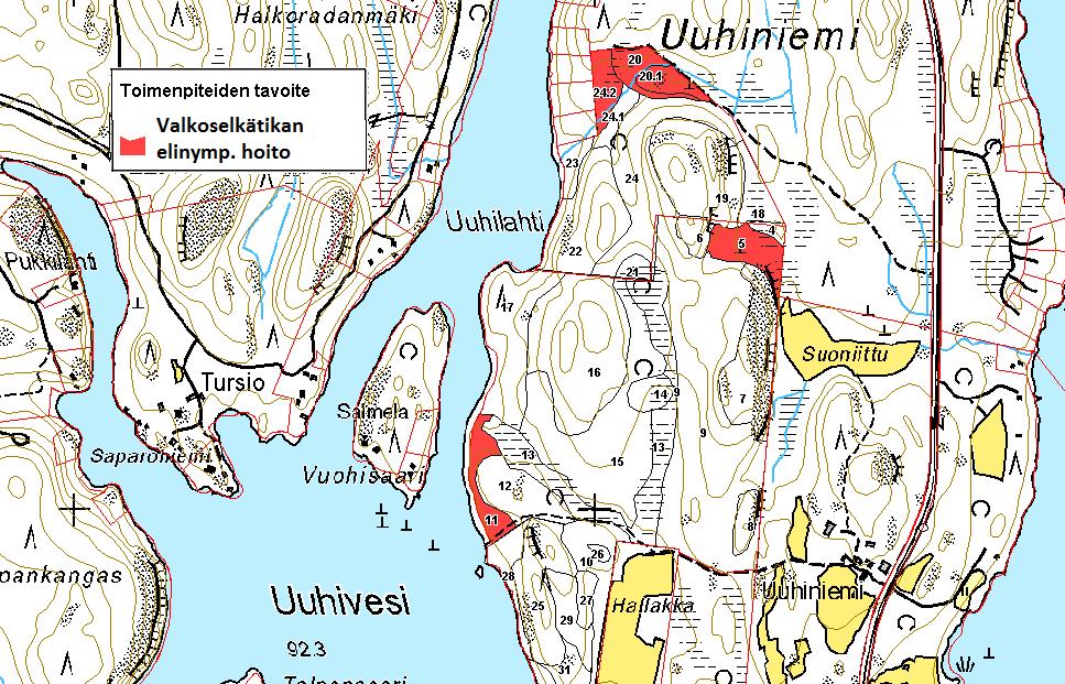 Liite 3. Uuhiniemi. Toimenpiteiden tavoite.