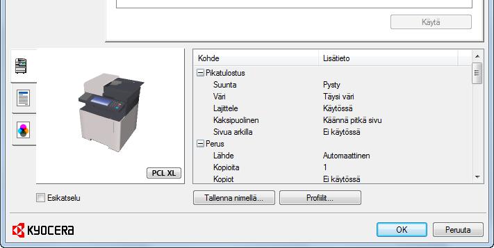 Tulostaminen tietokoneelta > Tulostaminen tietokoneelta Tulostaminen tietokoneelta Tässä osassa on kuvattu KX DRIVER -ajuria käyttävä tulostusmenetelmä.