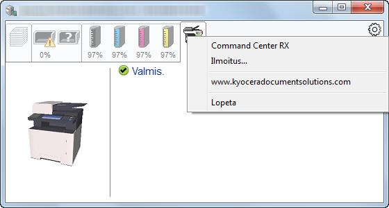 Command Center RX Jos tulostin on liitetty TCP/IP-verkkoon ja sillä on oma IP-osoite, käytä WWW-selainta muuttaaksesi tai vahvistaaksesi verkkoasetukset Command Center RX -työkalulla.