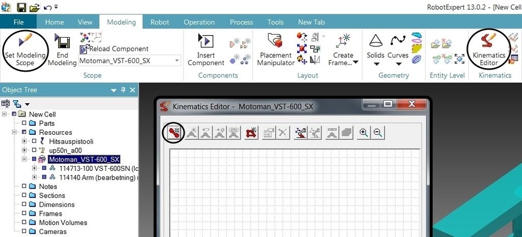 Liite 1 (21) Kuva 26. Kinematics Editor.