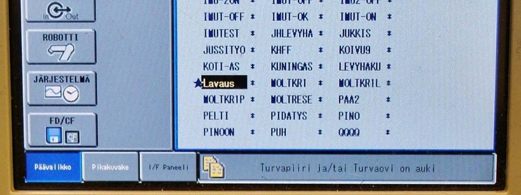 Valitaan työ painamalla SELECT, jolloin sen eteen ilmestyy pieni tähti.