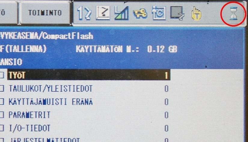 Liite 1 (56) Työ on tallentunut, kun kuvan 73 mukainen tiimalasi on kadonnut näytön oikeasta yläkulmasta. Kuva 73.
