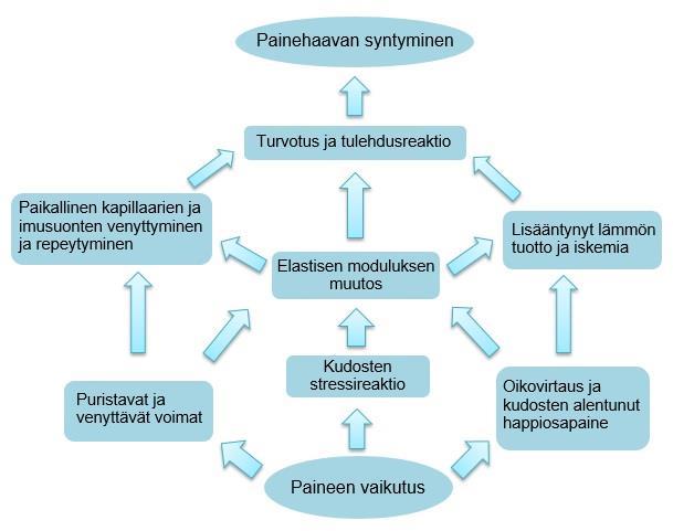 5 Painetta voi makuu- tai istuinalustan lisäksi aiheuttaa myös muut ulkoiset tekijät, kuten dreenit, kipsit, kestokatetrien letkut, vuoteen päädyt ja reunat sekä pyörätuolissa selkänoja ja