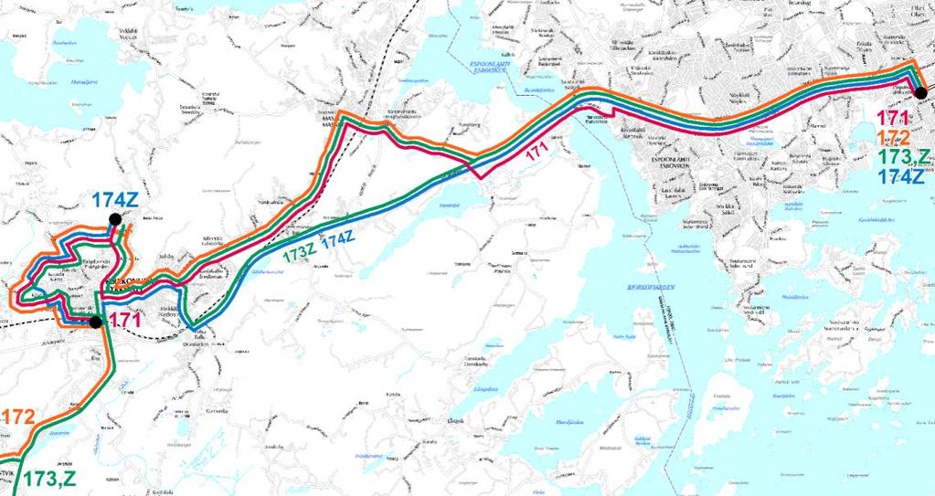 15 HSL:n järjestämän bussiliikenteen linjasto koostuu sisäisistä ja seudullisista busseista, joista etenkin tiheävuorovälinen seutuliikenne tarjoaa houkuttelevia joukkoliikenneyhteyksiä Länsiväylän