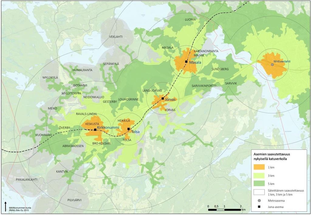 18 Palvelujen saavutettavuus jalan ja polkupyörällä Matkan pituus on keskeinen kulkutavan valintaan vaikuttava tekijä.
