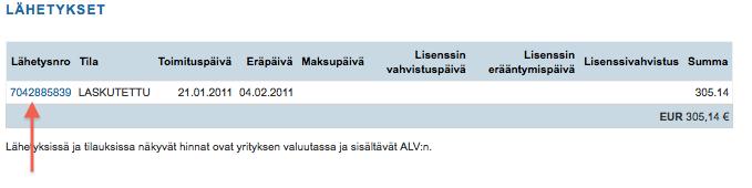 3.3.2 Lähetykset Kuva 3.3.2.1. Lähetykset lista Tänään Lähetetyt Viikon lähetykset Näillä sivuilla näet lähetetyt tilaukset.