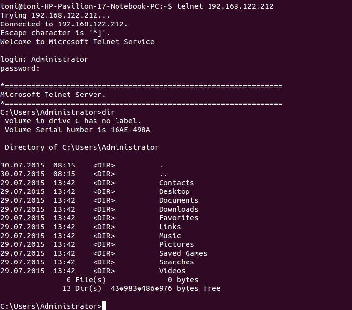 Telnet on suojaamaton yhteys joten sen käyttöä ei suositella oikeissa verkkototeutuksissa, tässä opinnäytetyössä se on mukana vain esimerkkinä. Telnet-yhteys testattu ja toimii (Kuvio 72). Kuvio 72.