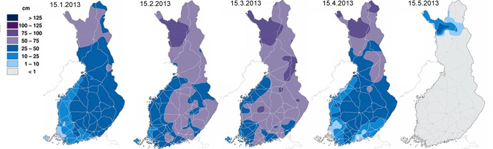 Savo-Karjalan Ympäristötutkimus Oy män lähes koko Suomessa, mutta sen jälkeen lumet sulivat vauhdilla.